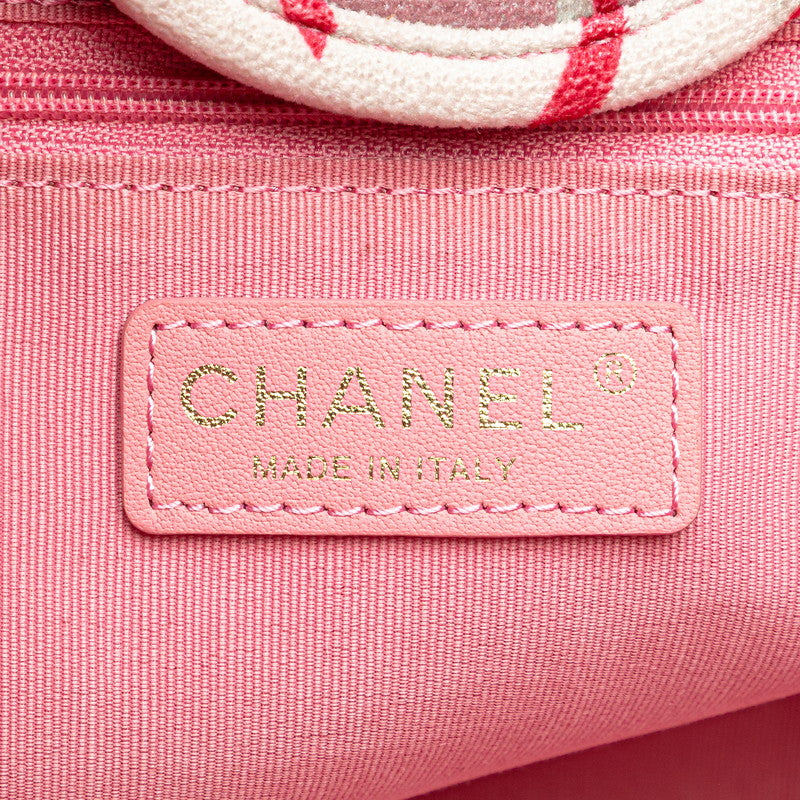 シャネル ドーヴィル トートバッグ ハンドバッグ ピンク マルチカラー ベロア レザー レディース CHANEL 【中古】