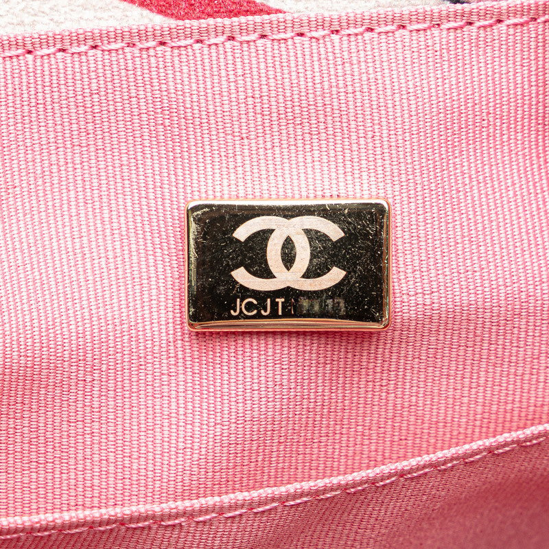 シャネル ドーヴィル トートバッグ ハンドバッグ ピンク マルチカラー ベロア レザー レディース CHANEL 【中古】