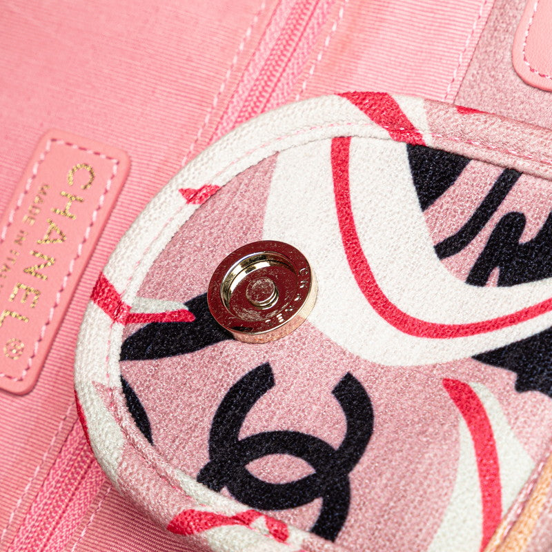 シャネル ドーヴィル トートバッグ ハンドバッグ ピンク マルチカラー ベロア レザー レディース CHANEL 【中古】