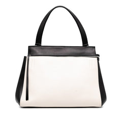 セリーヌ エッジ ミディアム ハンドバッグ ブラック ホワイト レザー レディース CELINE 【中古】