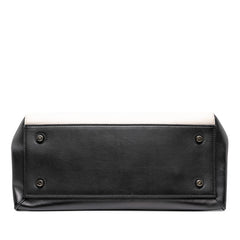 セリーヌ エッジ ミディアム ハンドバッグ ブラック ホワイト レザー レディース CELINE 【中古】
