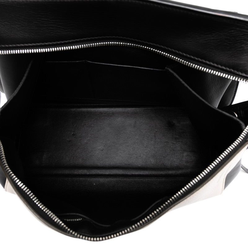 セリーヌ エッジ ミディアム ハンドバッグ ブラック ホワイト レザー レディース CELINE 【中古】