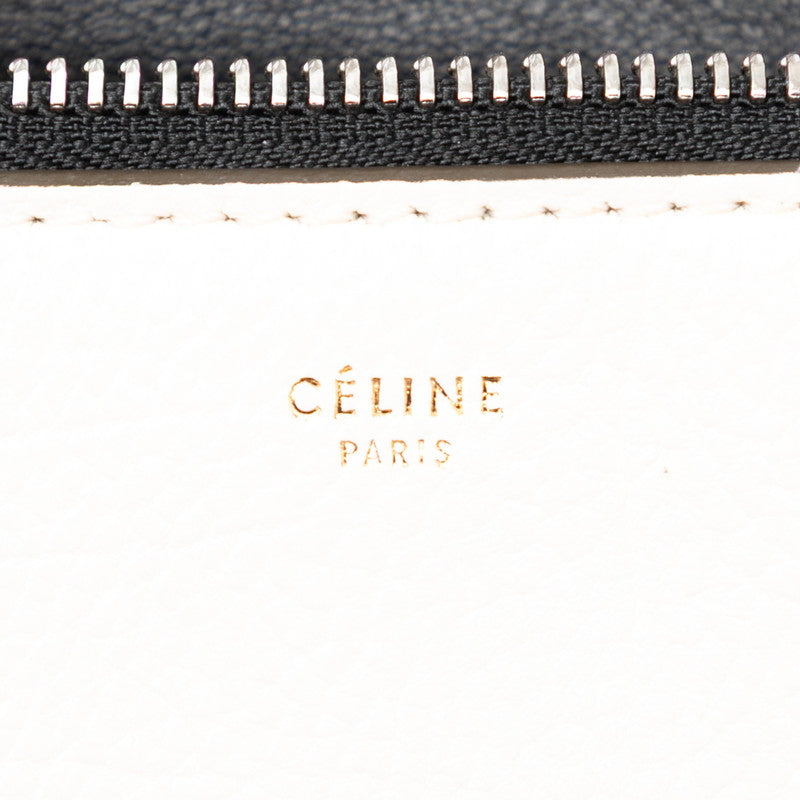 セリーヌ エッジ ミディアム ハンドバッグ ブラック ホワイト レザー レディース CELINE 【中古】