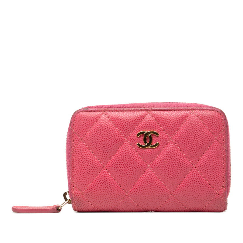シャネル ココマーク マトラッセ コインケース 小銭入れ ピンク キャビアスキン レディース CHANEL 【中古】