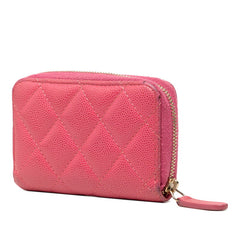 シャネル ココマーク マトラッセ コインケース 小銭入れ ピンク キャビアスキン レディース CHANEL 【中古】