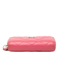 シャネル ココマーク マトラッセ コインケース 小銭入れ ピンク キャビアスキン レディース CHANEL 【中古】