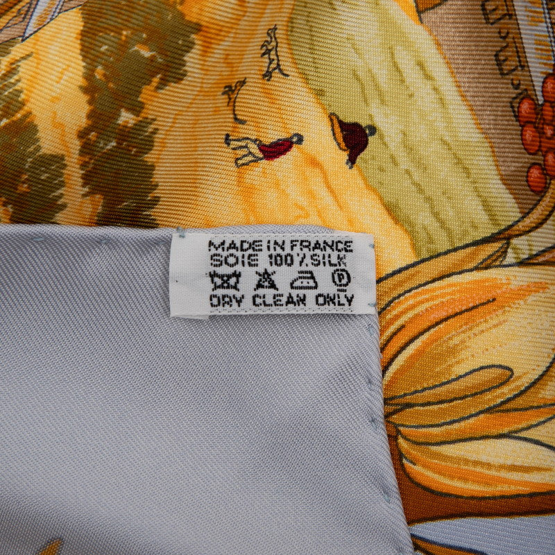 エルメス カレ90 Au pays de Cocagne 楽園にて スカーフ ブルー マルチカラー シルク レディース HERMES 【中古】