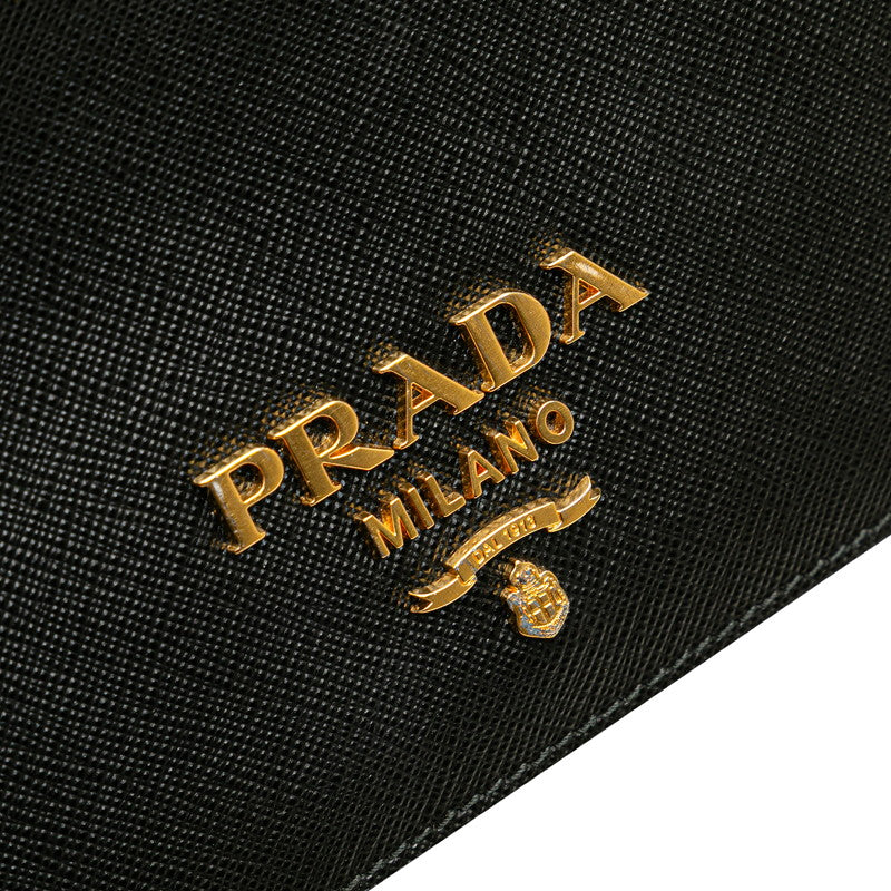 プラダ チェーン ショルダーバッグ ブラック サフィアーノレザー レディース PRADA 【中古】