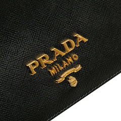 プラダ チェーン ショルダーバッグ ブラック サフィアーノレザー レディース PRADA 【中古】