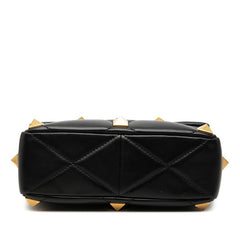 ヴァレンティノ ローマンスタッズ チェーン ハンドバッグ ショルダーバッグ ブラック レザー レディース VALENTINO 【中古】