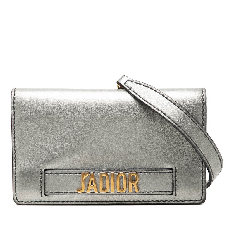 ディオール J'ADIOR 斜め掛け チェーン ショルダーバッグ シルバー ゴールド レザー メッキ レディース Dior 【中古】