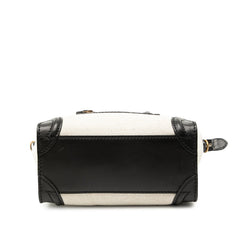 セリーヌ ラゲージ ナノショッパー ハンドバッグ ショルダーバッグ 2WAY ベージュ ブラック キャンバス レザー レディース CELINE 【中古】