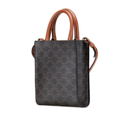 セリーヌ トリオンフ バーティカルカバ ミニ トートバッグ ショルダーバッグ 2WAY ブラック ブラウン PVC レザー レディース CELINE 【中古】