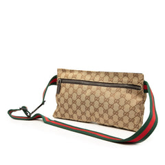 グッチ GGキャンバス ボディバッグ ウエストバッグ 28566 ベージュ ブラウン キャンバス レザー レディース GUCCI 【中古】