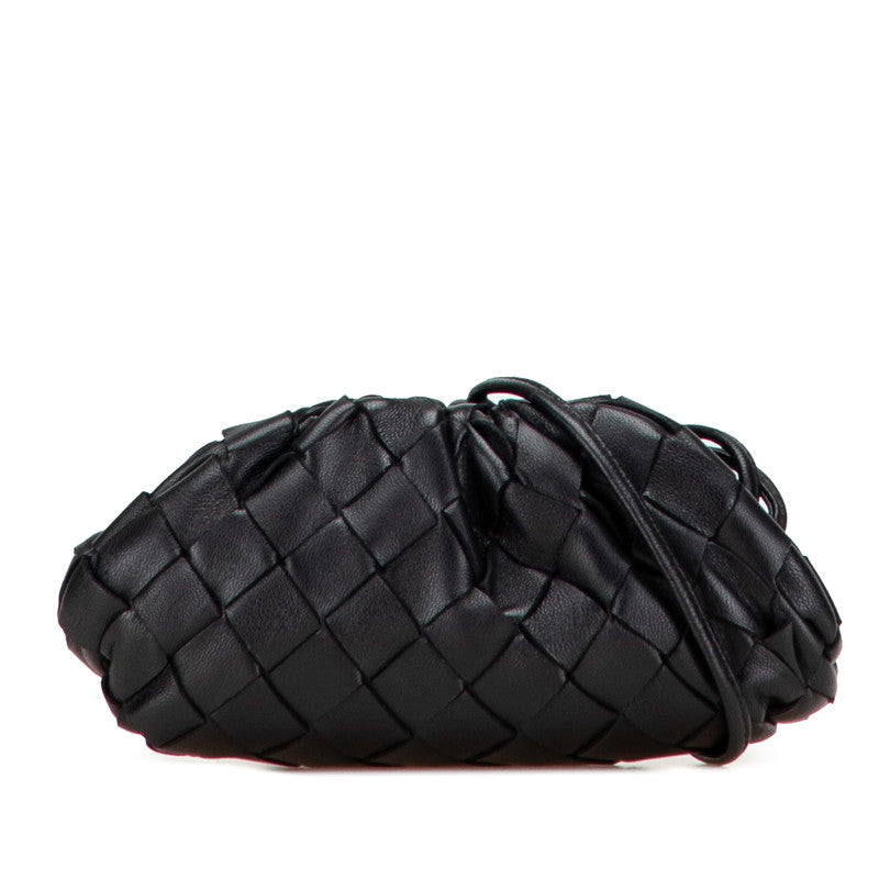 ボッテガヴェネタ イントレチャート ミニ ザ ポーチ 斜め掛け ショルダーバッグ ブラック レザー レディース BOTTEGAVENETA 【中古】