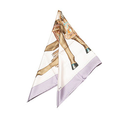 エルメス カレ90 BOTTES STORY スカーフ ホワイト パープル マルチカラー シルク レディース HERMES 【中古】