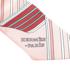 エルメス ツイリー SANGLES EN ZIGZAG ジグザグのサングル スカーフ ライトピンク マルチカラー シルク レディース HERMES 【中古】