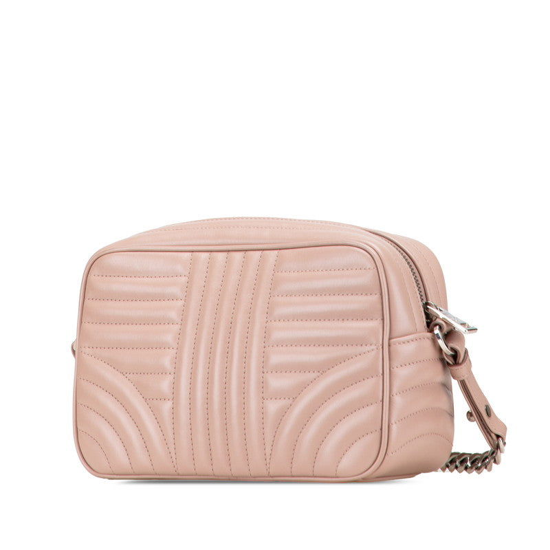 プラダ ダイアグラム 斜め掛け チェーン ショルダーバッグ 1BH803 ピンクベージュ レザー レディース PRADA 【中古】