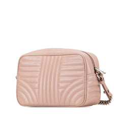 プラダ ダイアグラム 斜め掛け チェーン ショルダーバッグ 1BH803 ピンクベージュ レザー レディース PRADA 【中古】