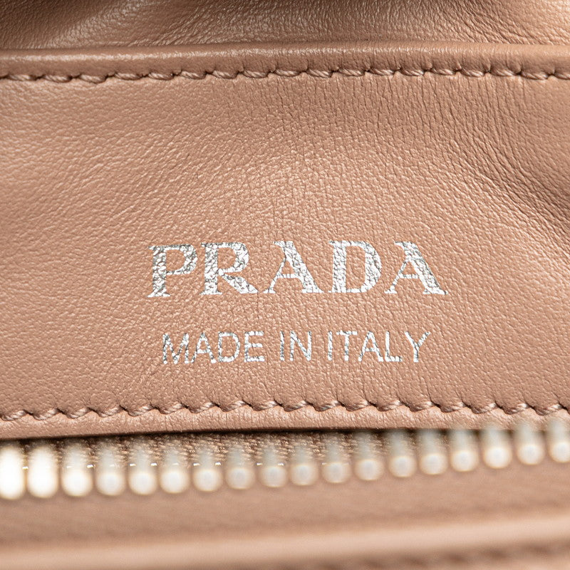 プラダ ダイアグラム 斜め掛け チェーン ショルダーバッグ 1BH803 ピンクベージュ レザー レディース PRADA 【中古】