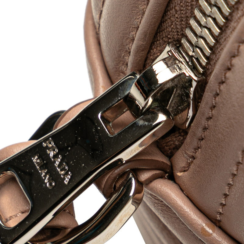 プラダ ダイアグラム 斜め掛け チェーン ショルダーバッグ 1BH803 ピンクベージュ レザー レディース PRADA 【中古】