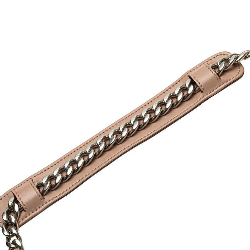 プラダ ダイアグラム 斜め掛け チェーン ショルダーバッグ 1BH803 ピンクベージュ レザー レディース PRADA 【中古】