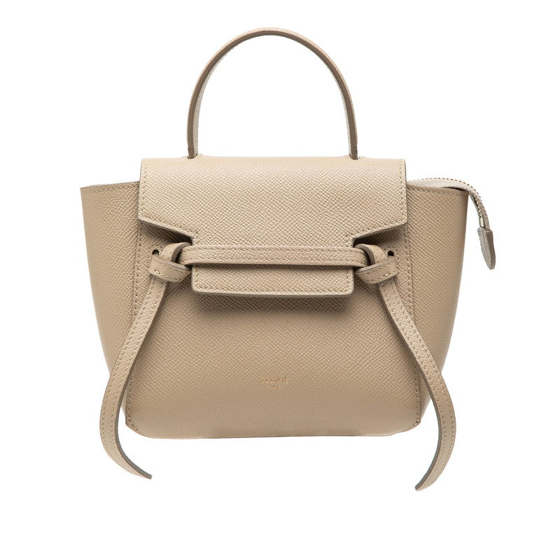 セリーヌ ピコ ベルトバッグ ハンドバッグ 194263 ベージュ レザー レディース CELINE 【中古】