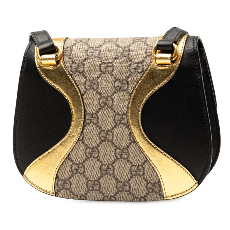 グッチ GGスプリーム オジリデ タイガーヘッド ショルダーバッグ 500781 ブラック ゴールド PVC レザー レディース GUCCI 【中古】