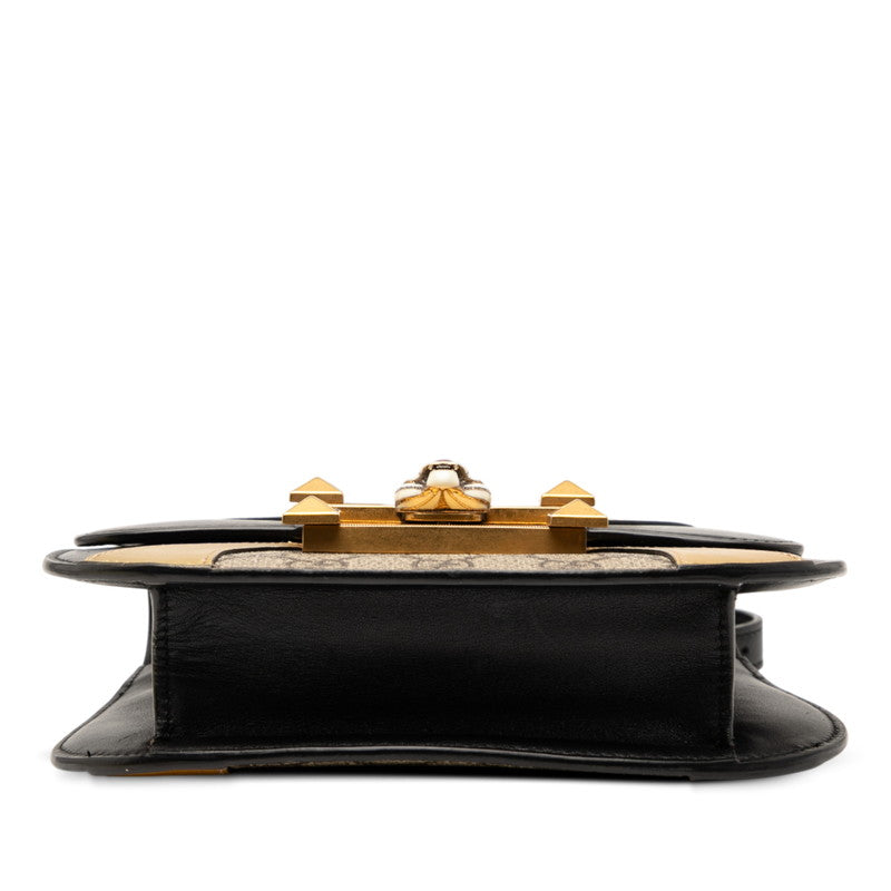 グッチ GGスプリーム オジリデ タイガーヘッド ショルダーバッグ 500781 ブラック ゴールド PVC レザー レディース GUCCI 【中古】