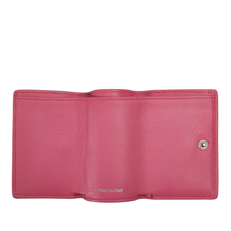 バレンシアガ ミニ ペーパーウォレット 二つ折り財布 391446 ピンク レザー レディース BALENCIAGA 【中古】