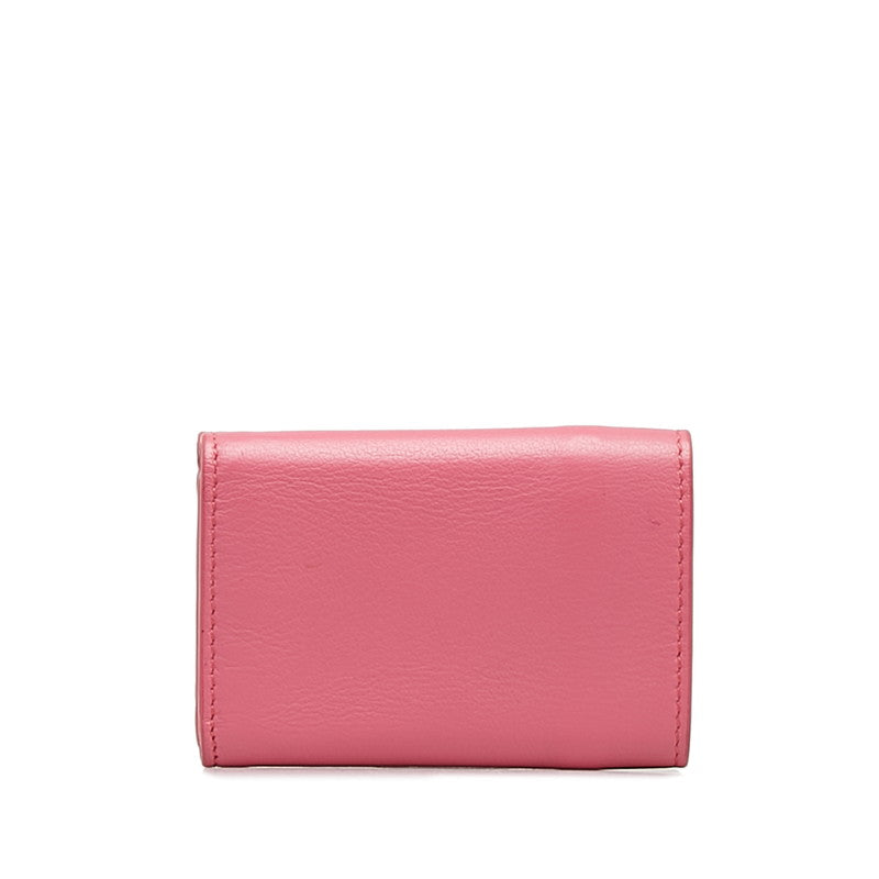 バレンシアガ ミニ ペーパーウォレット 二つ折り財布 391446 ピンク レザー レディース BALENCIAGA 【中古】