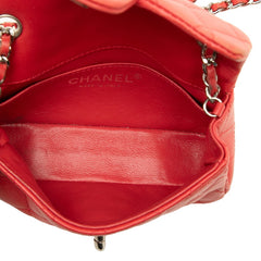 シャネル マトラッセ ココマーク チェーン ショルダーバッグ ポシェット レッド シルバー金具 ラムスキン レディース CHANEL 中古