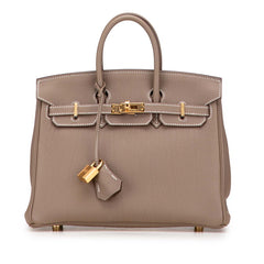 エルメス バーキン25 ハンドバッグ エトゥープ グレージュ ゴールド金具 トゴ レディース HERMES 【中古】