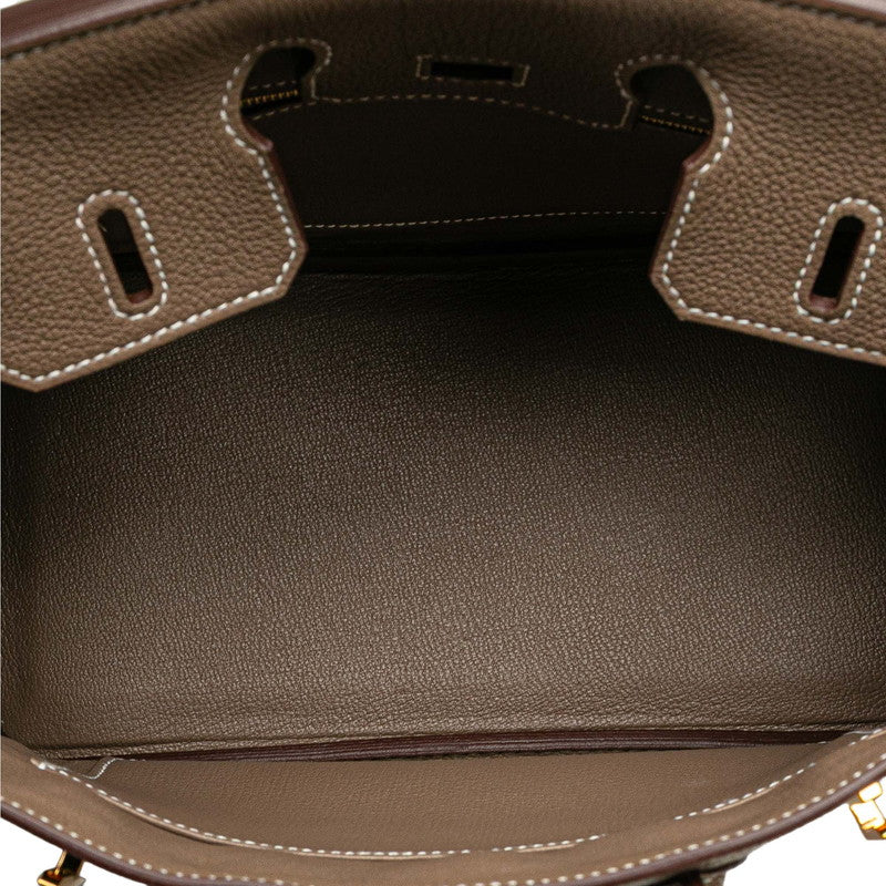 エルメス バーキン25 ハンドバッグ エトゥープ グレージュ ゴールド金具 トゴ レディース HERMES 【中古】