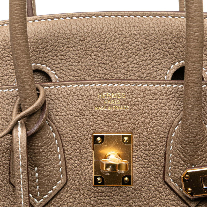エルメス バーキン25 ハンドバッグ エトゥープ グレージュ ゴールド金具 トゴ レディース HERMES 【中古】