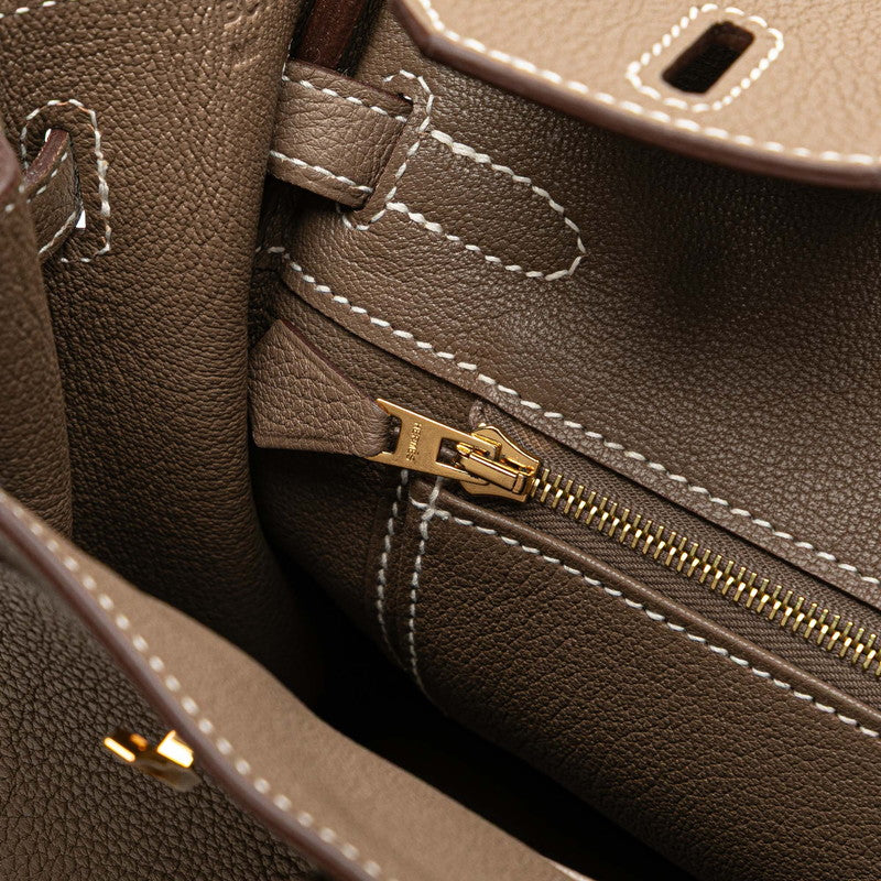エルメス バーキン25 ハンドバッグ エトゥープ グレージュ ゴールド金具 トゴ レディース HERMES 【中古】