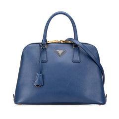 プラダ 三角ロゴプレート ショルダーバッグ ハンドバッグ 2WAY BL0836 ブルー サフィアーノレザー レディース PRADA 【中古】