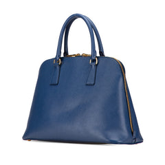 プラダ 三角ロゴプレート ショルダーバッグ ハンドバッグ 2WAY BL0836 ブルー サフィアーノレザー レディース PRADA 【中古】
