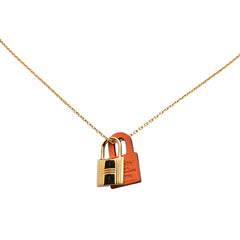 エルメス オーケリーPM ペンダントネックレス ゴールド オレンジ メッキ スイフト レディース HERMES 【中古】