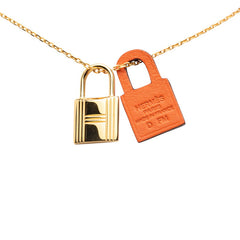 エルメス オーケリーPM ペンダントネックレス ゴールド オレンジ メッキ スイフト レディース HERMES 【中古】