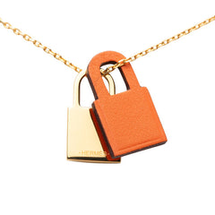 エルメス オーケリーPM ペンダントネックレス ゴールド オレンジ メッキ スイフト レディース HERMES 【中古】