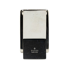 グッチ GGロゴ マネークリップ ブラック シルバー メタル レザー レディース GUCCI 【中古】