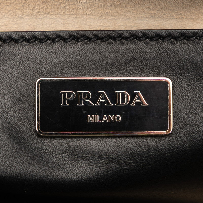 プラダ 三角ロゴプレート ハンドバッグ ショルダーバッグ 2WAY B2861K ブラック レザー レディース PRADA 【中古】