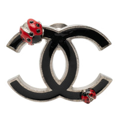シャネル ココマーク てんとう虫 ブローチ シルバー ブラック レッド メタル エナメル レディース CHANEL 【中古】
