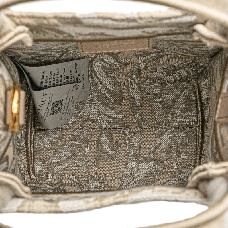 ヴェルサーチェ バロッコ アテナ ミニ トートバッグ ショルダーバッグ 2WAY ベージュ キャンバス レディース VERSACE 【中古】