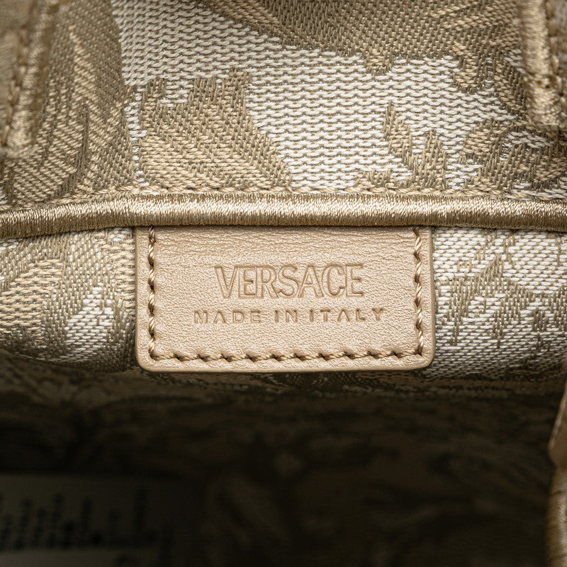 ヴェルサーチェ バロッコ アテナ ミニ トートバッグ ショルダーバッグ 2WAY ベージュ キャンバス レディース VERSACE 【中古】