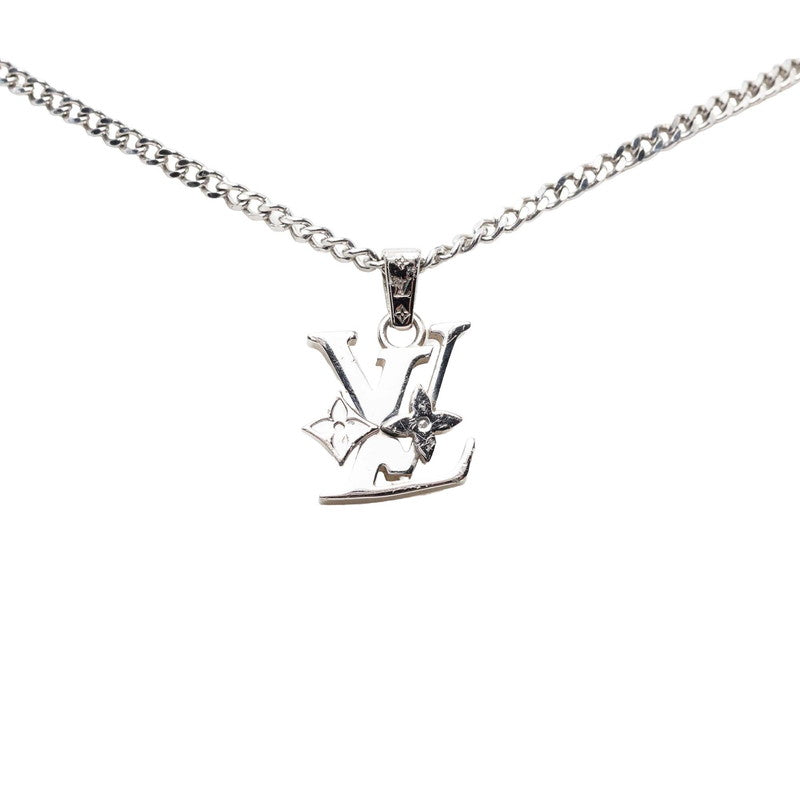 ルイ ヴィトン ペンダント モノグラム ロウ チェーン ネックレス MO2254 シルバー メタル レディース LOUIS VUITTON 【中古】