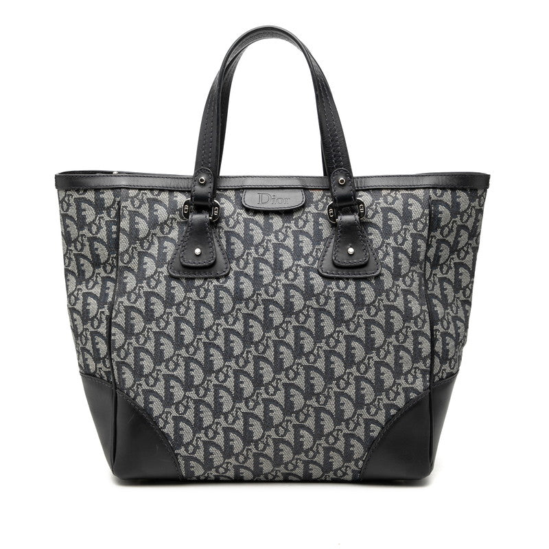 ディオール トロッター トートバッグ ハンドバッグ ネイビー キャンバス レザー レディース Dior 【中古】