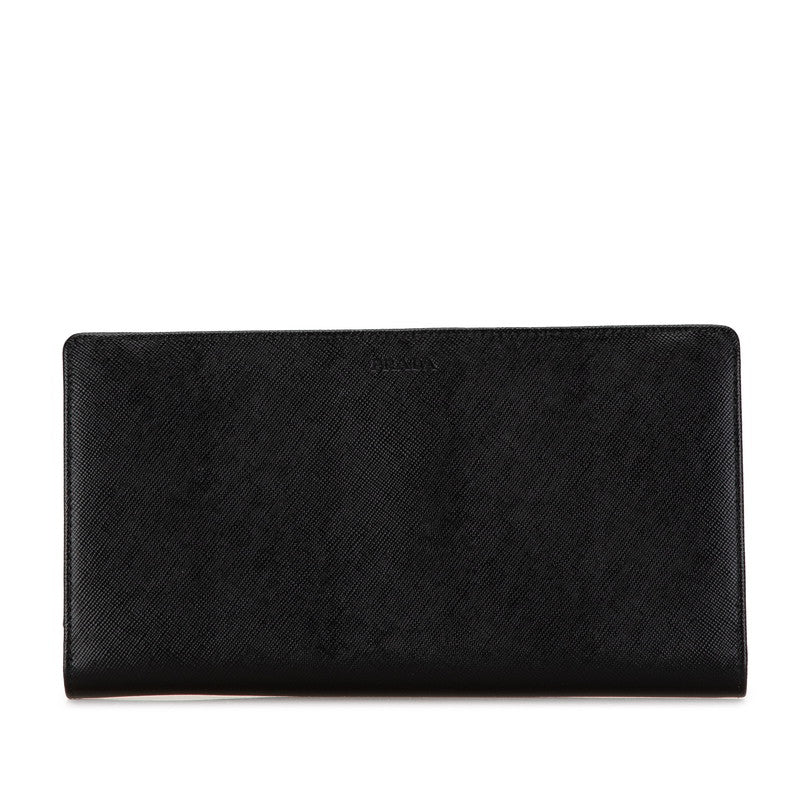 プラダ 長財布 ウォレットバッグ クラッチバッグ ブラック レザー メンズ PRADA 【中古】
