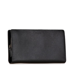 プラダ 長財布 ウォレットバッグ クラッチバッグ ブラック レザー メンズ PRADA 【中古】